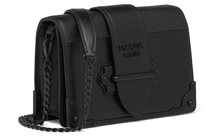PRADA Cahier Calfskin Handheld Shoulder Bag Crossbody Bag Women's Black