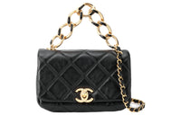 CHANEL Sheepskin Handbag Shoulder Bag Crossbody Bag Mini Women's Black