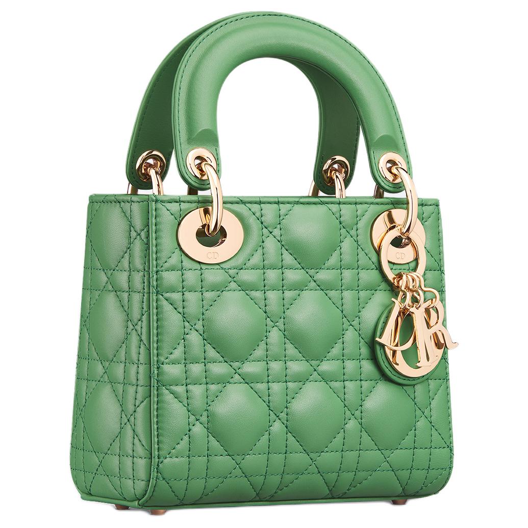 DIOR Lady Dior Wicker Pattern Sheepskin Dior Bag Shoulder Bag Crossbody Bag Handbag Mini Women's Jade Green