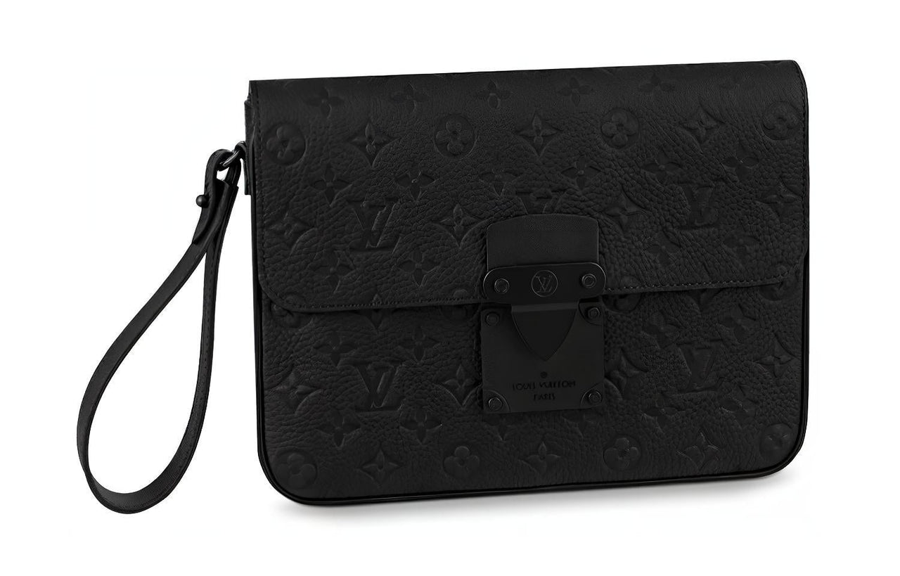 LOUIS VUITTON Cow Leather Clutch Regular Men's Black