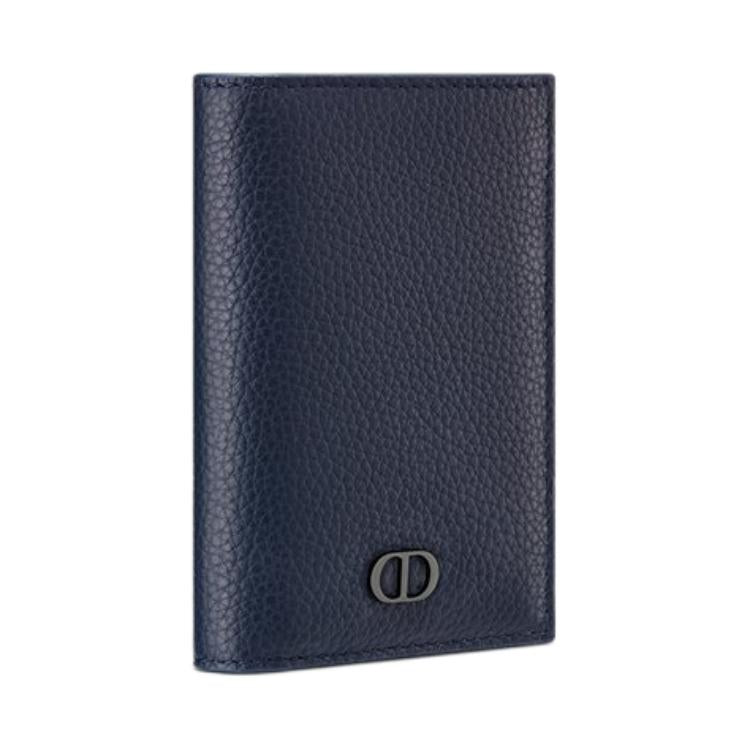 DIOR Calfskin Card Holder Men's Marine Blue