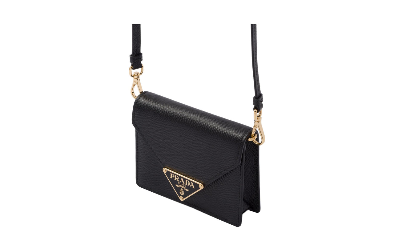 PRADA Cow Leather Shoulder Bag, Crossbody Bag Card Holder Regular Women's Black