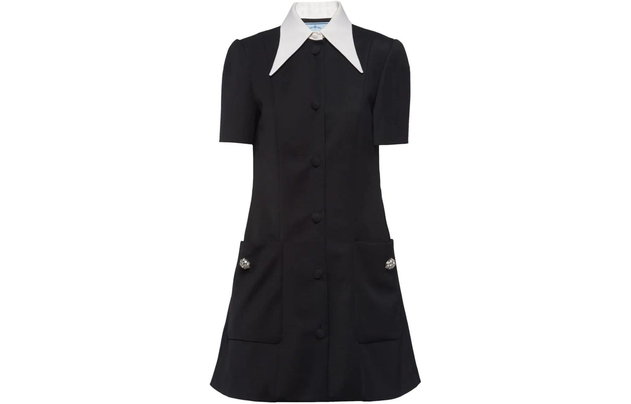 PRADA Contrasting-collar Button-down Minidress