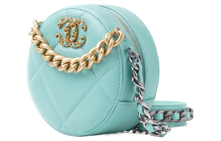 CHANEL 19Bag Lambskin Round Bag Evening Party Bag Handheld Shoulder Bag Crossbody Bag Women's Mint Green