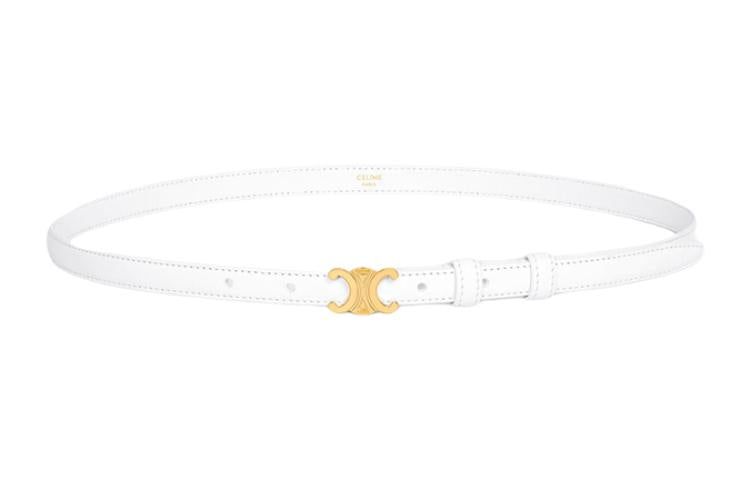 CELINE Fashion Trend Casual Smooth Buckle Leather Belts Women's White
