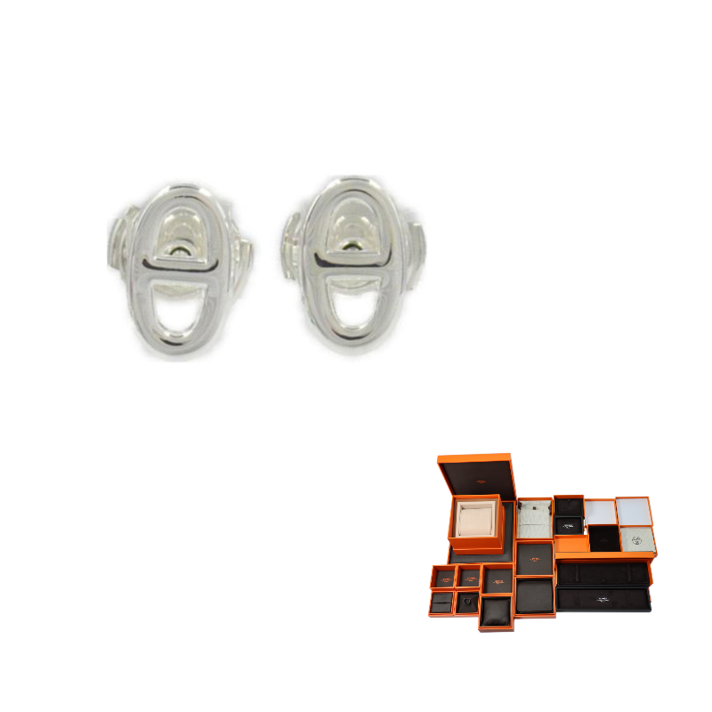 HERMES 925 Sterling Silver Earrings Women's Silver