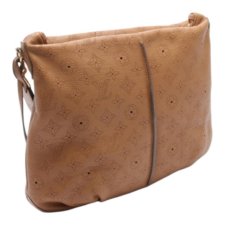 LOUIS VUITTON Leather Shoulder Bag Small Size Women's Caramel Brown