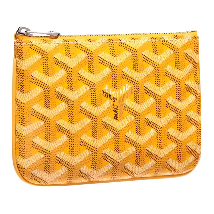 GOYARD SENAT Canvas With Calfskin Wallet Card Holder Clutch Mini Unisex Yellow