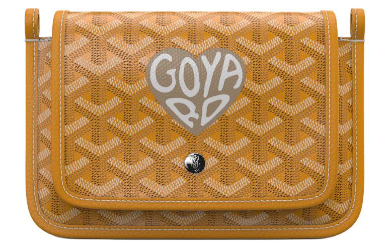 GOYARD Plumet Canvas With Leather Envelope Bag Crossbody Bag Shoulder Bag Unisex Yellow Spelling Ivory Small Hearts