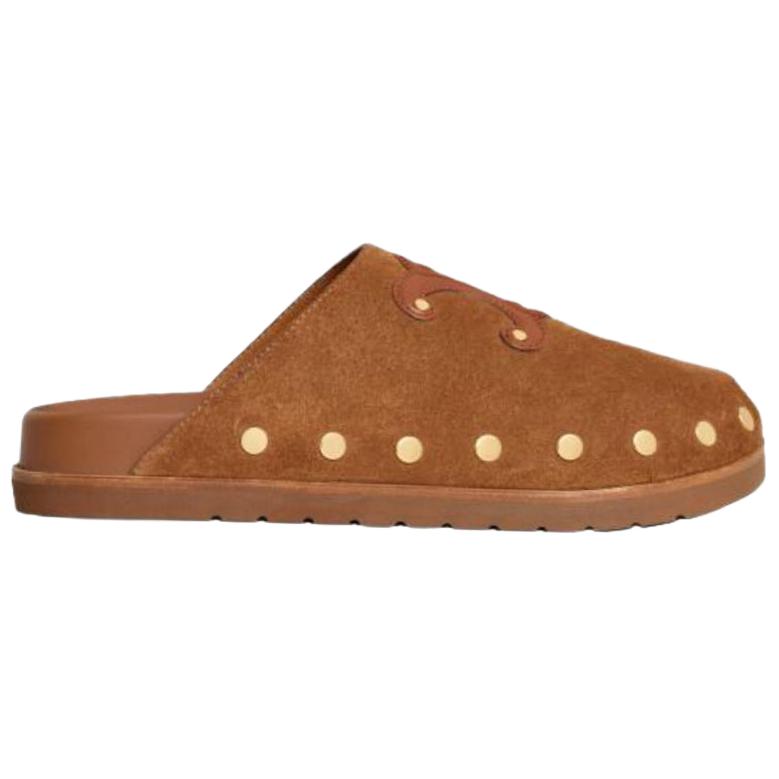 CELINE Rubber Sole Slip Resistant Closed Toe Slippers Women's Brown