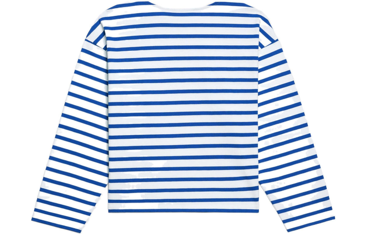 CELINE Crew Neck Stripes Long-Sleeved T-Shirt T-Shirt Women's Blue