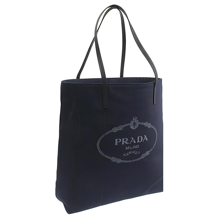 PRADA Denim With Leather One Shoulder Handbags Large Size Women's Blue