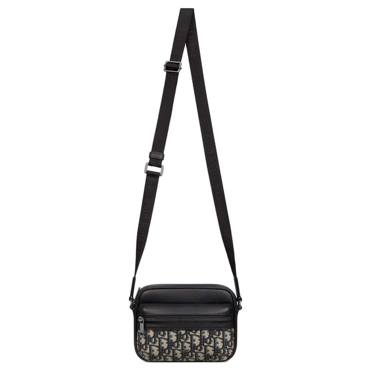 DIOR Oblique Jacquard Canvas With Grainy Calfskin Messenger Bag, Shoulder Bag, Crossbody Bag Mini Men's Beige & Black