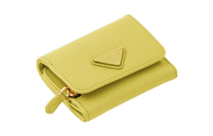 PRADA Cow Leather Wallet Women's Pomelo Yellow