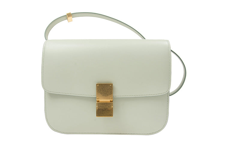 CELINE Classic Bo Calfskin Tofu Bag Small Square Bag Handbag Crossbody Bag Shoulder Bag Medium Size Women's Light Green