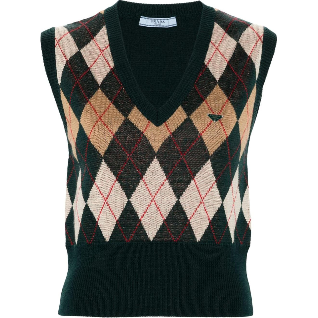 PRADA Checked Knitted Vest