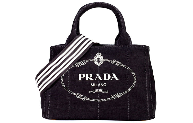 PRADA Canvas One Shoulder Crossbody Canvas Bag, Handbag Women's Black