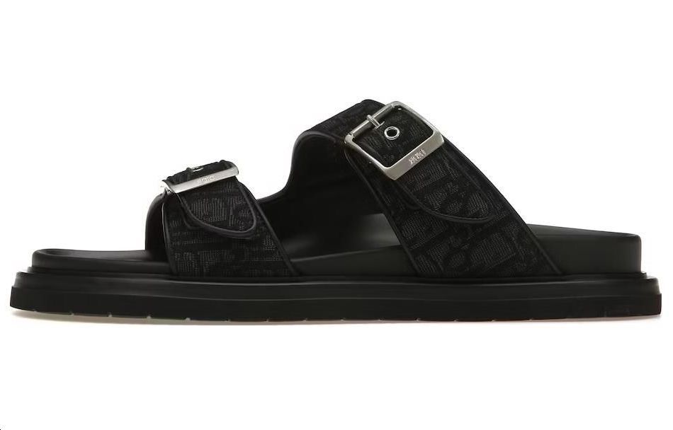 DIOR Aqua Sandals Black Oblique Canvas