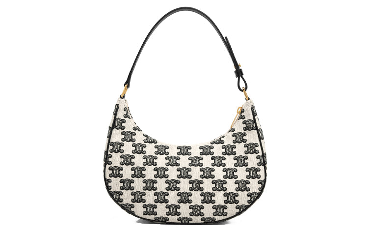 CELINE Cow Leather Handbag One Shoulder Bag Women's Black