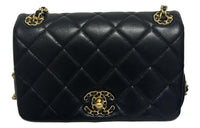 CHANEL Sheepskin Shoulder Bag Crossbody Bag Mini Women's Black