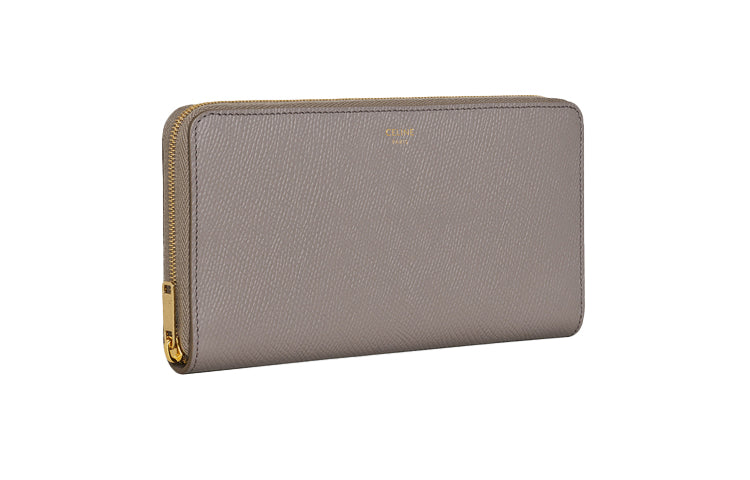 CELINE Cow Leather Wallet Women's Eggstone Gray/Gray