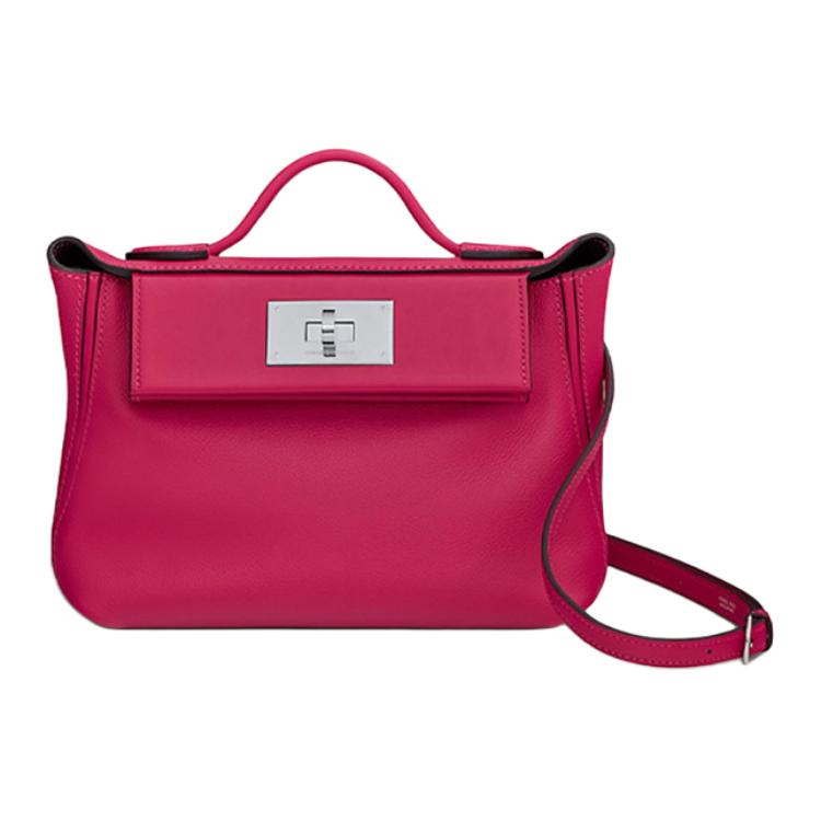 HERMES 24/24 Evercolor With Swift Calfskin Handbag Shoulder Bag Crossbody Bag Mini Women's Rose Red