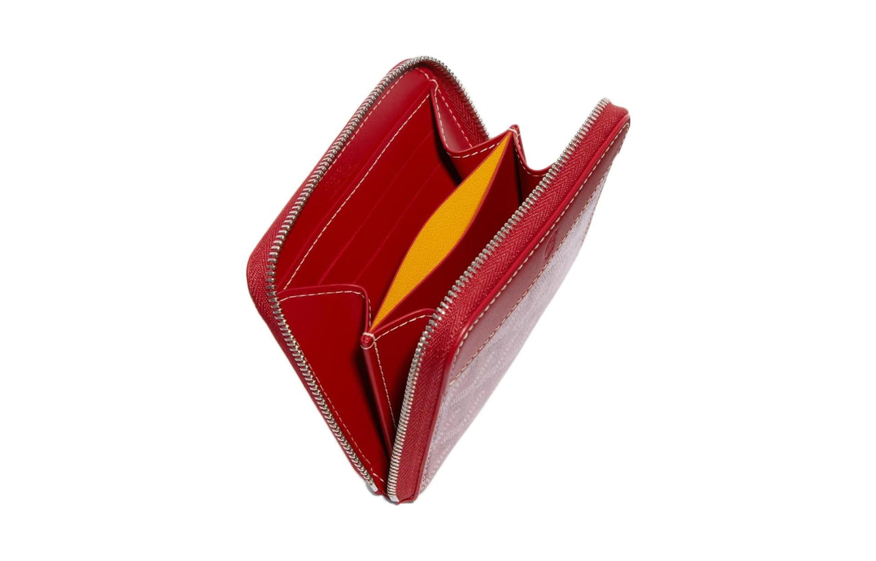 GOYARD MATIGNON Canvas With Leather Wallet Small Size Unisex Red