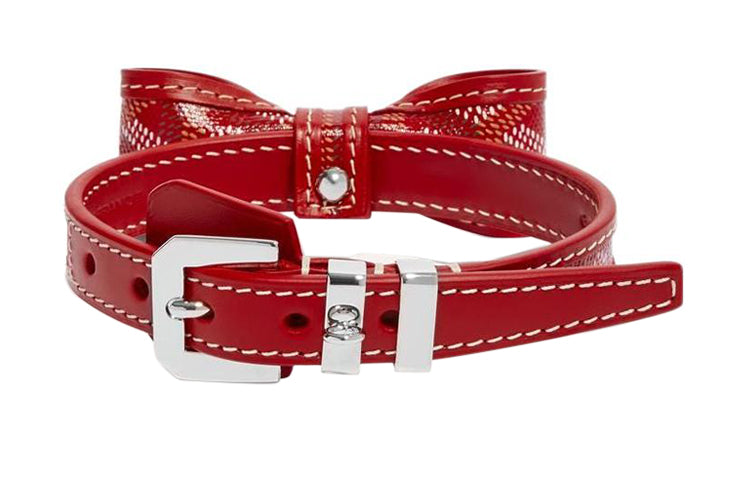 GOYARD OSCAR Goyardine Canvas With Clamecy Cow Leather Dog's Teeth Collar Bag Accessory Unisex Red