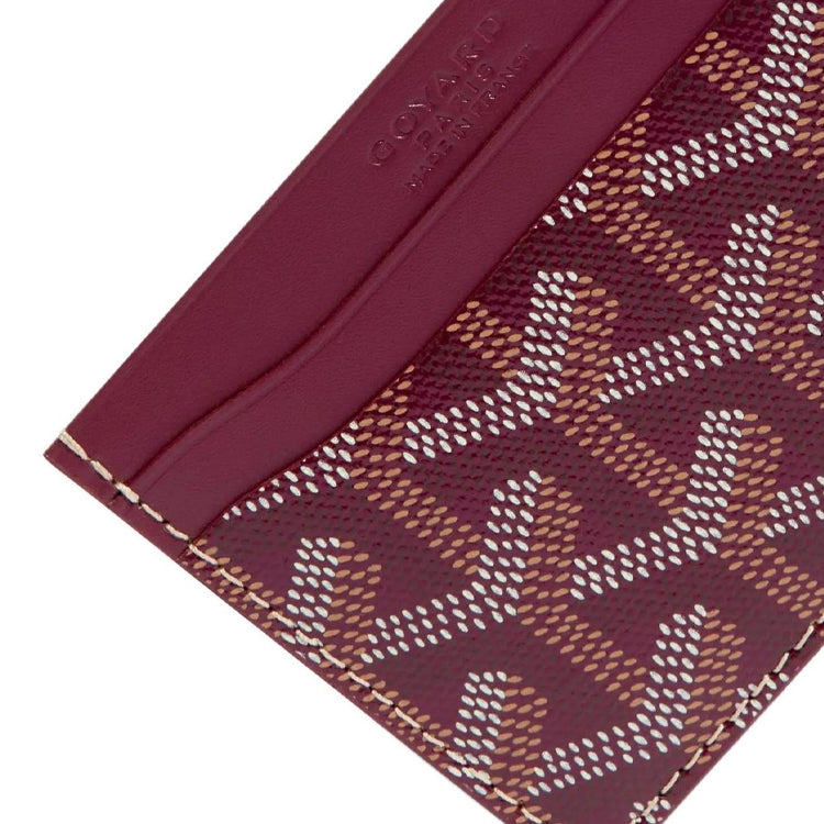 GOYARD Saint-Sulpice Canvas With Calfskin Card Clip Card Holder Unisex Burgundy With Gray And Pink Small Heart