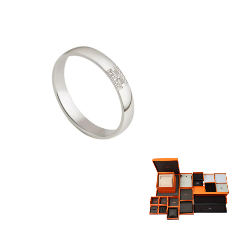 HERMES 750 White Gold Rings Women's Silver
