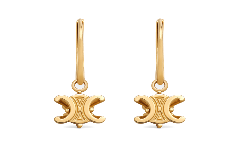 CELINE Brass Earrings Women's Gold