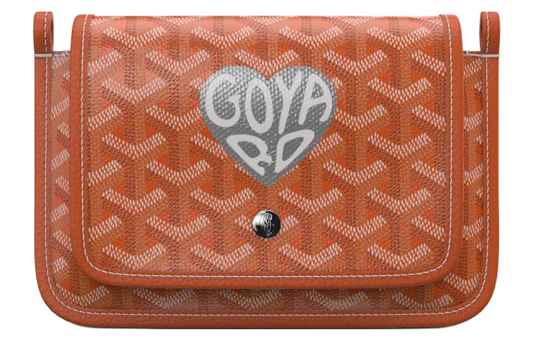 GOYARD Plumet Canvas With Leather Envelope Bag Crossbody Bag Shoulder Bag Unisex Orange Multicolor Silver Small Heart