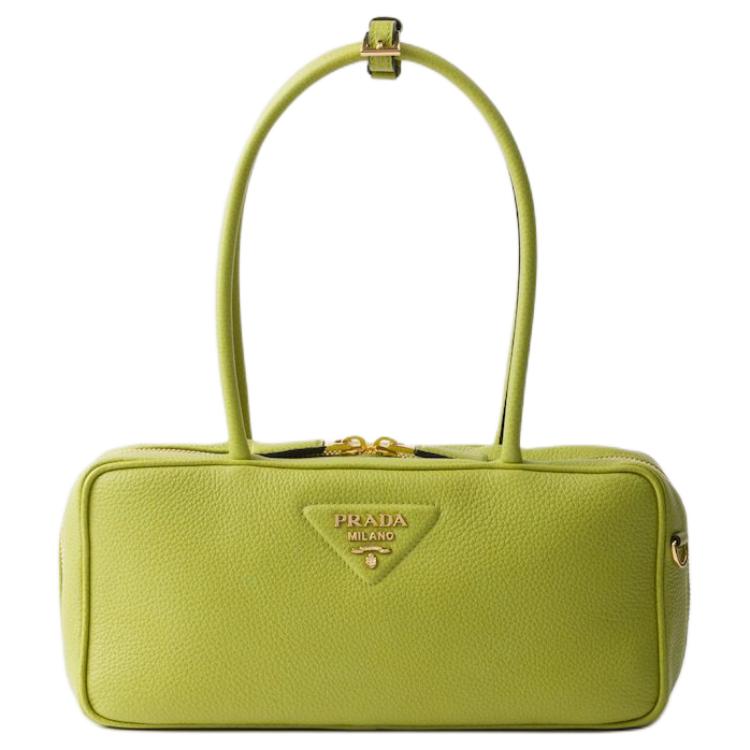 PRADA Calfskin Shoulder Bag Medium Size Women's Grass Green