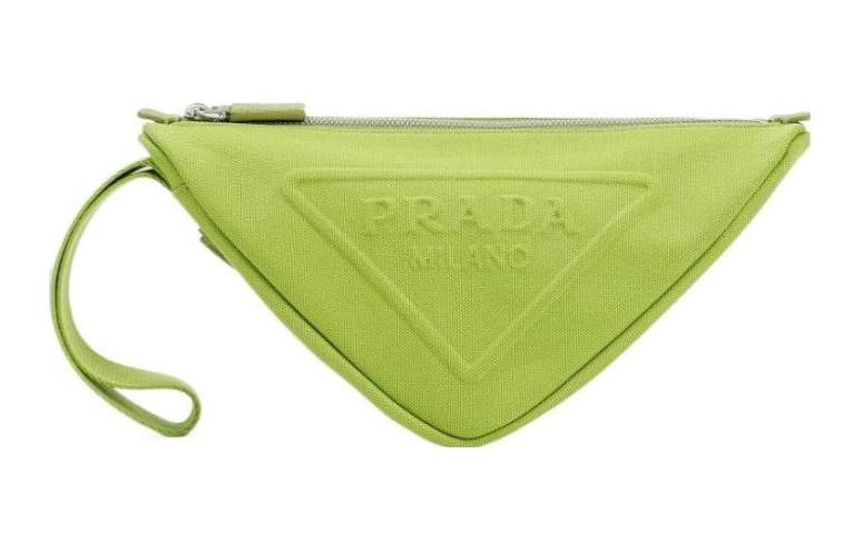 PRADA Cotton Triangle Bag Clutch Men's Feather Green