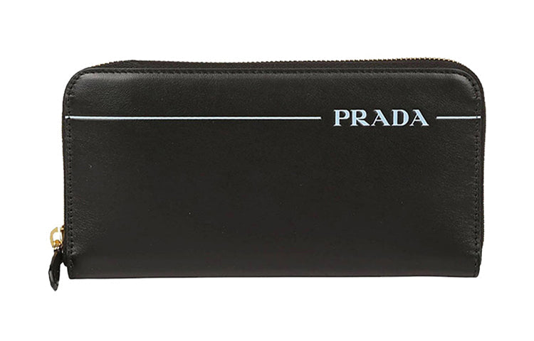 PRADA Cow Leather Clutch Wallet Men's Black