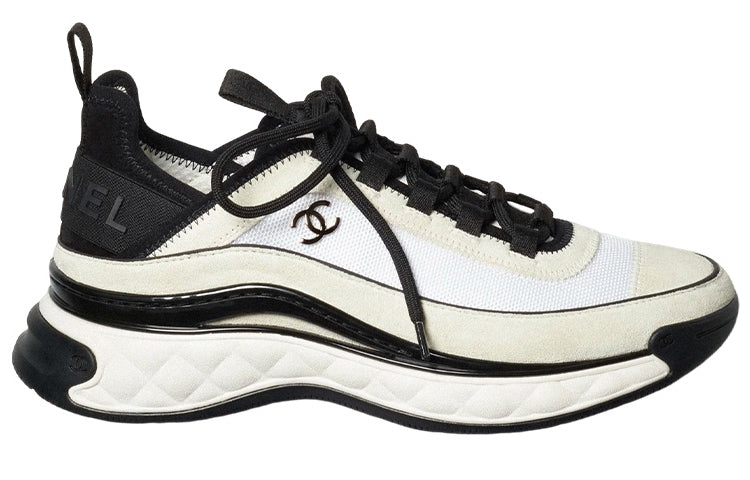 CHANEL Suede Trainer White Black Women's