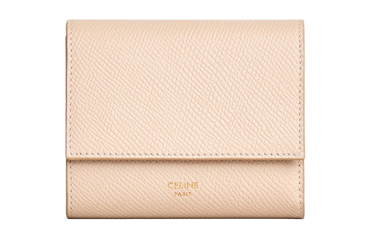 CELINE Classic Bo Grained Cow Leather Wallet Small Size Women's Nude