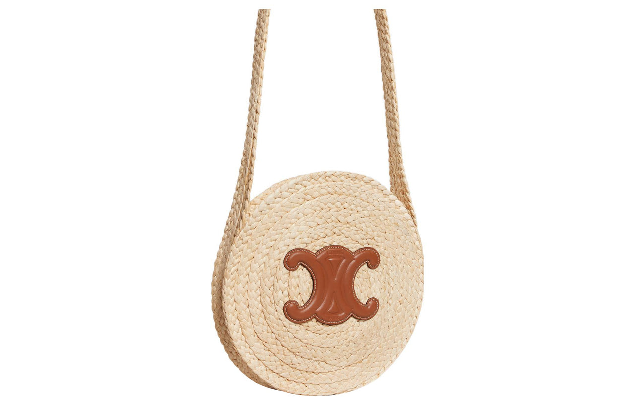 CELINE Cow Leather Shoulder Bag Women's Natural