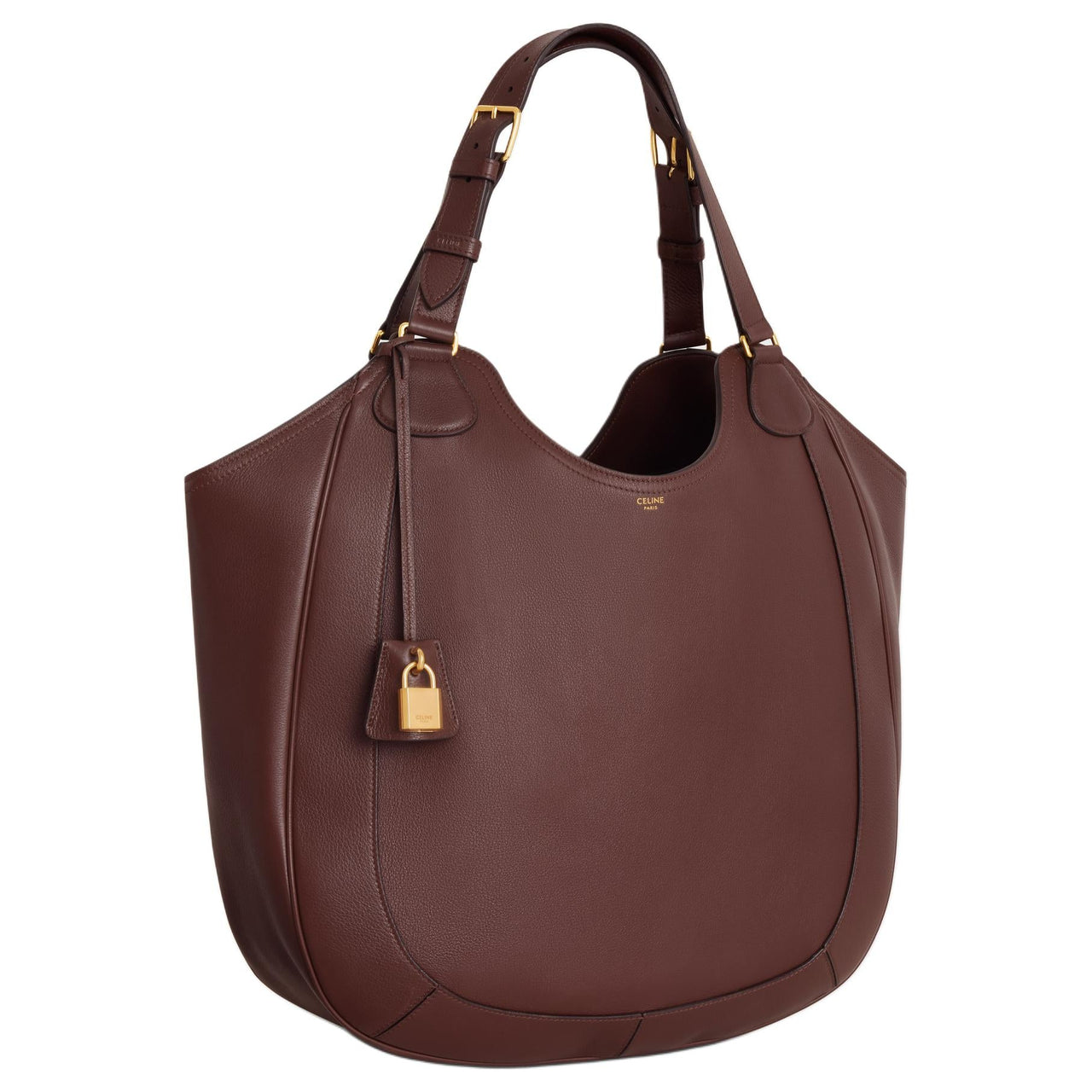 CELINE Calfskin Handbag Regular Women's Chestnut Brown