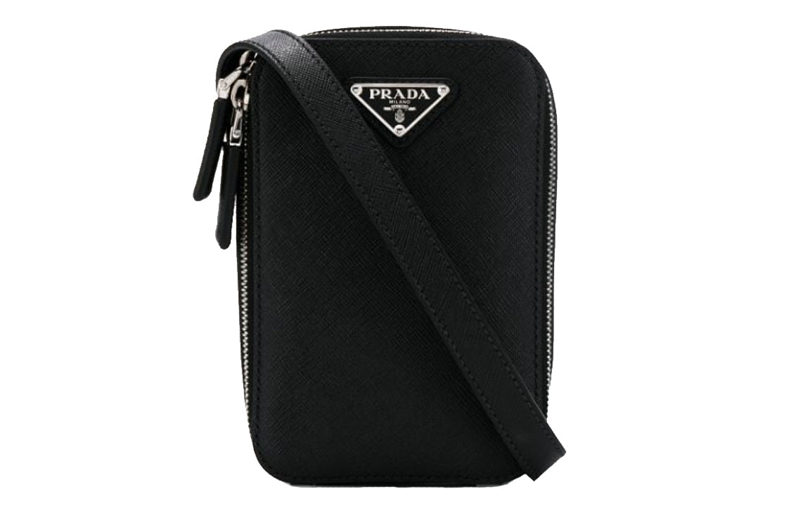 PRADA Cow Leather Fanny Pack Sling Bags Unisex Black