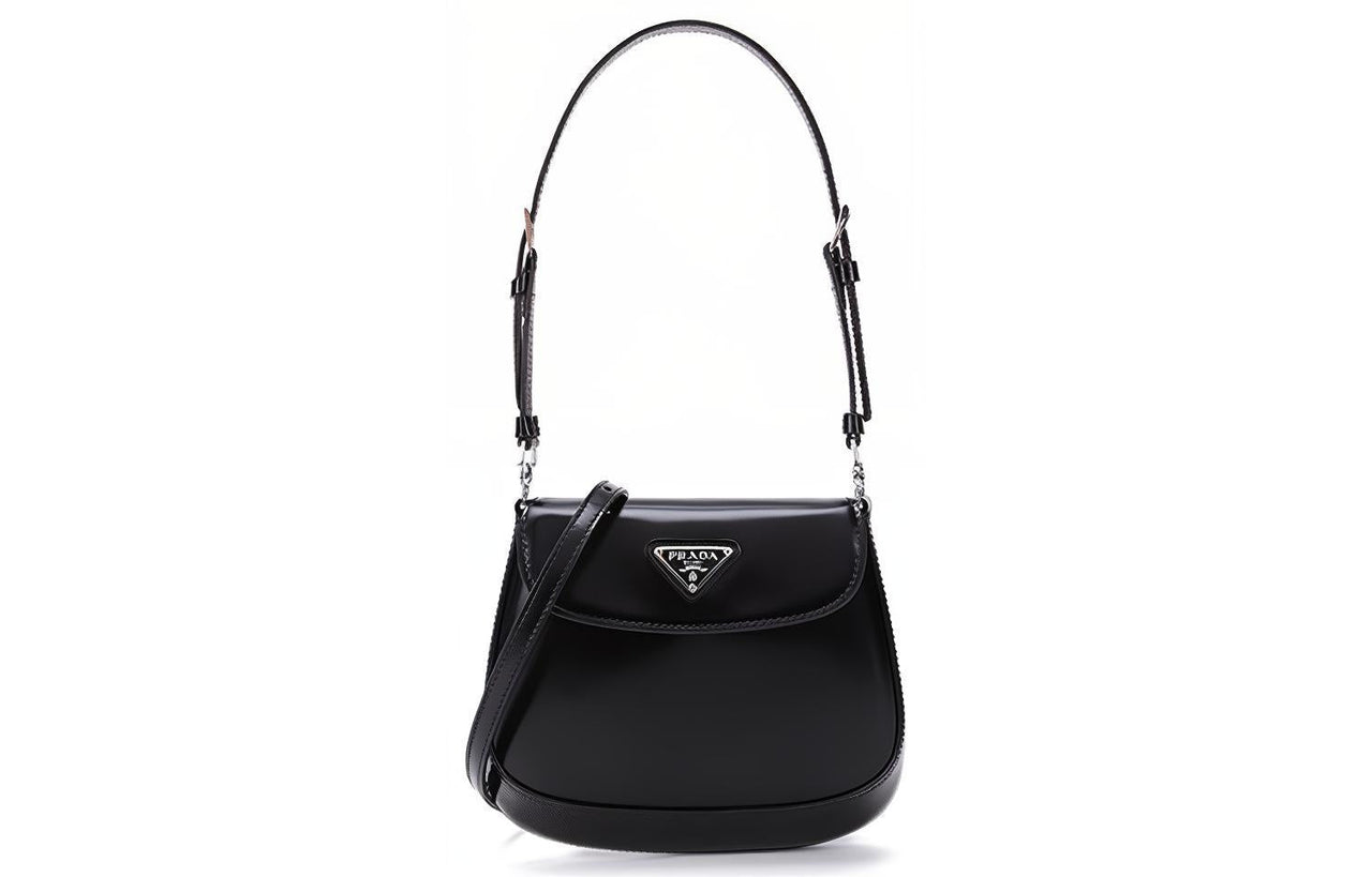 PRADA Cleo Leather Shoulder Bag Mini Women's Black