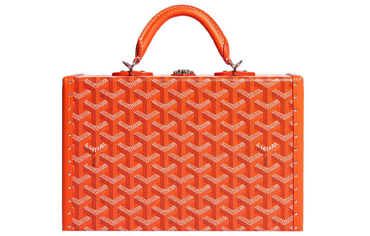 GOYARD Grand Hôtel Canvas With Leather Box Bag Handbags Women's Orange