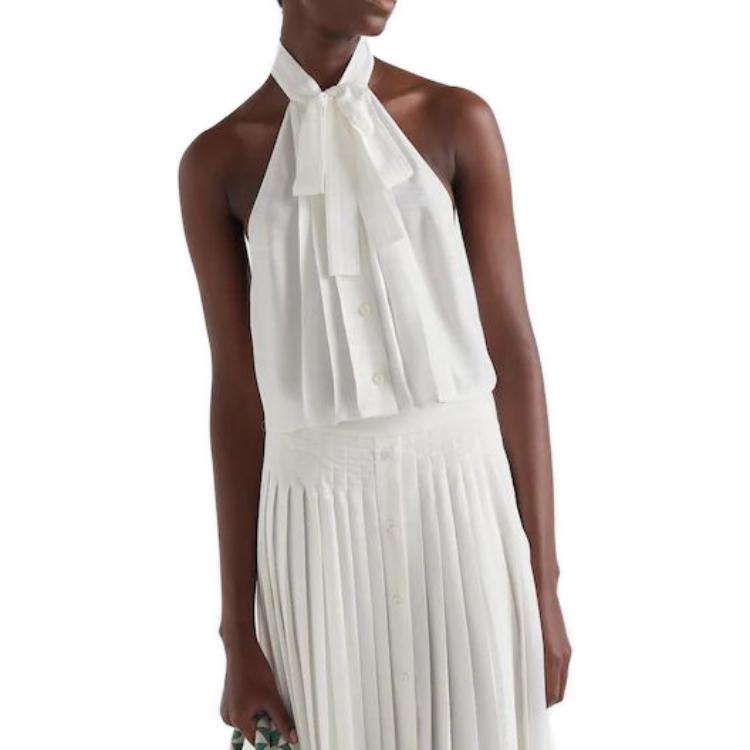 PRADA Crêpe De Chine Jacquard Top 'White'