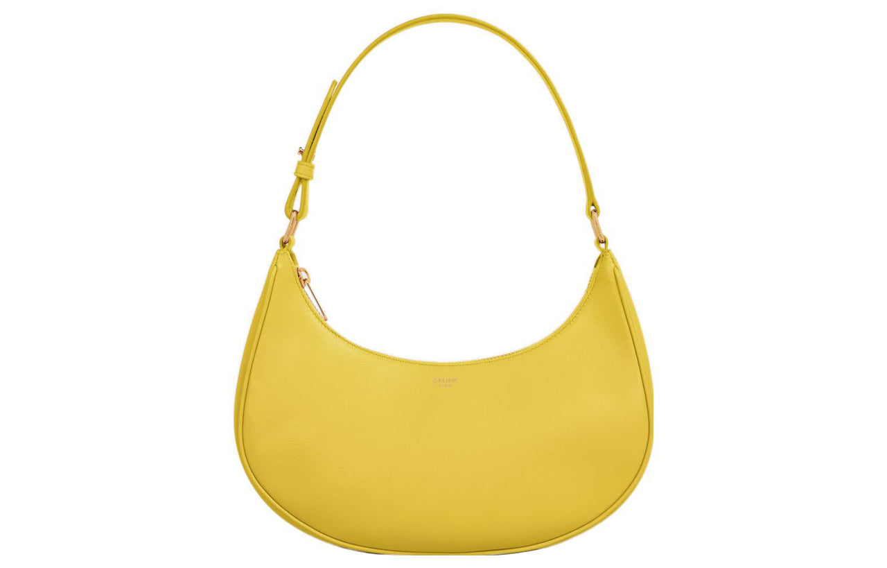 CELINE AVA Smooth Cow Leather Handbag Shoulder Bag Women's Lemon
