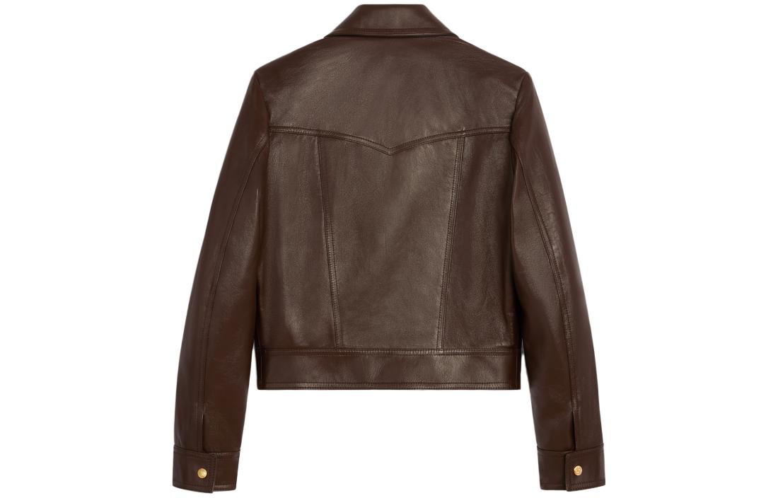 CELINE FW23 Leather Jacket Women's Brown