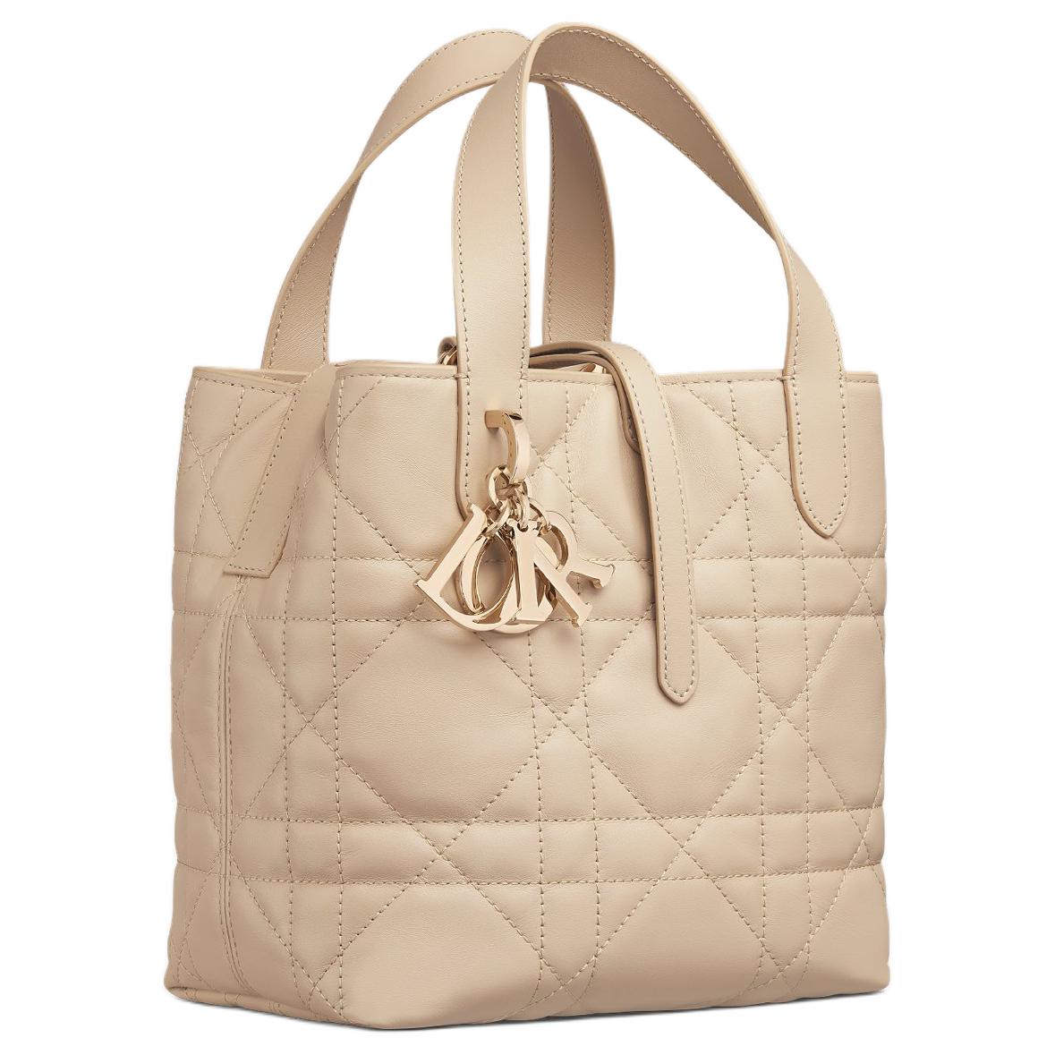 DIOR Toujours Cow Leather Basket Bag, Shoulder Bag, Crossbody Bag, Handbag Small Size Women's Rouge Beige