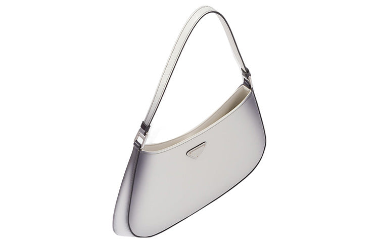 PRADA Cleo Brushed Leather Handbag, Shoulder Bag Women's White Gradient