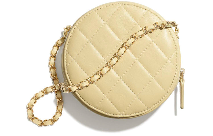 CHANEL 19Bag Lambskin Round Cake Bag Crossbody Bag Shoulder Bag Regular Women's Yellow