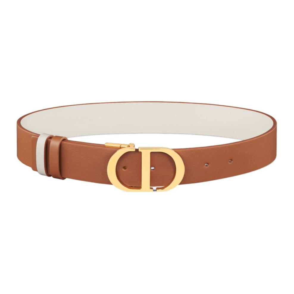 DIOR 30 Montaigne Emblem Buckle Pin Buckle Leather Belts Women's Brown 3.5CM