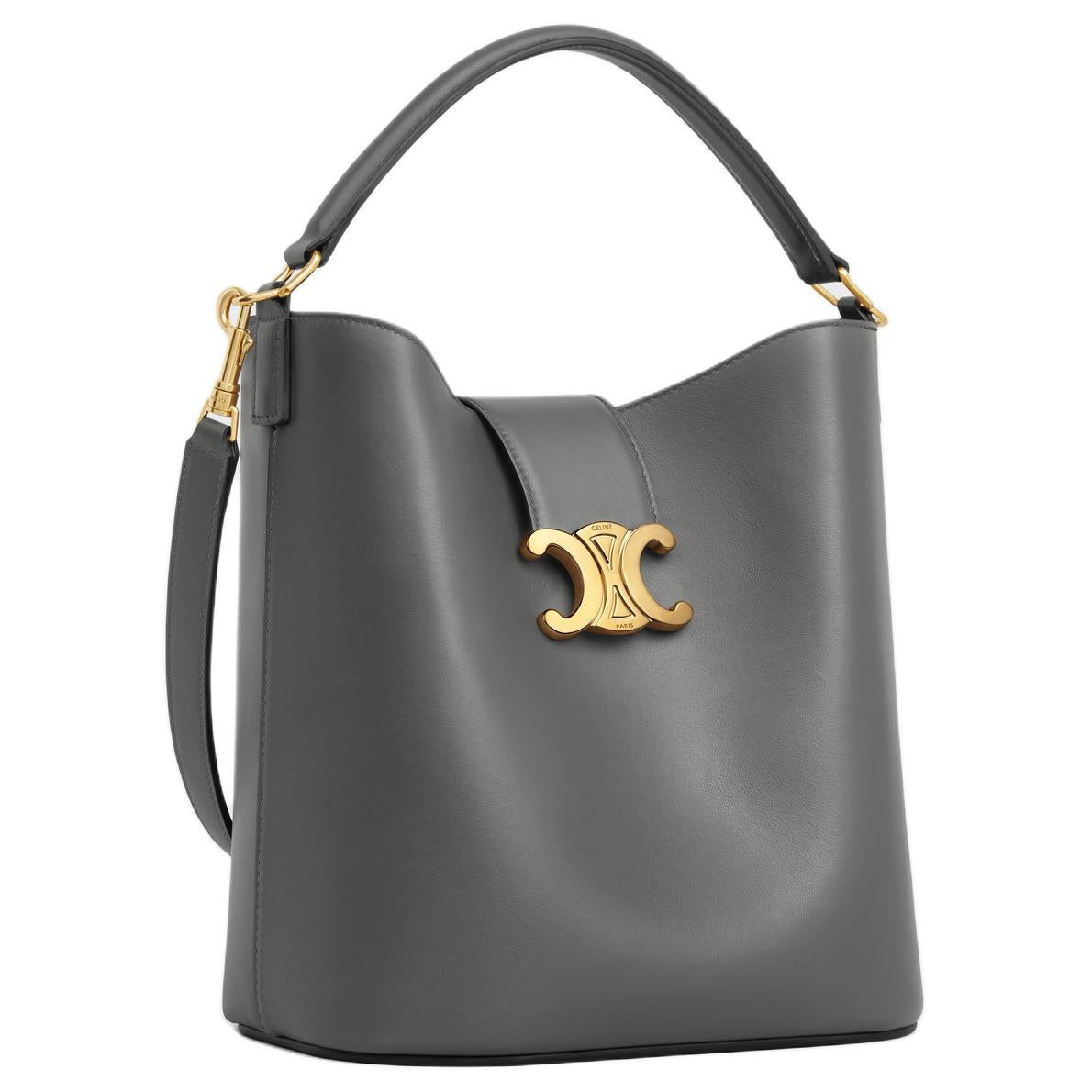 CELINE Calfskin Shoulder Bag, Crossbody Bag, Handbag Medium Size Women's Anthracite